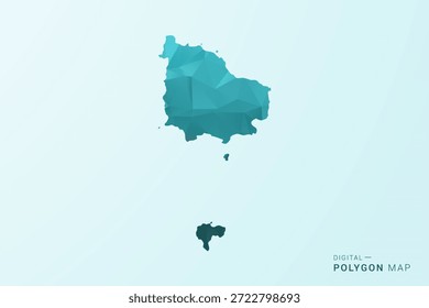 Mapa da Ilha de Norfolk - Ilustração vetorial estilo polígono em azul-verde azul escuro design geométrico baixo poli, silhueta mínima moderna.