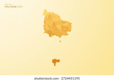 Mapa de la isla de Norfolk: Ilustración vectorial de estilo polígono en diseño geométrico de bajo poli amarillo y naranja, silueta mínima moderna, aislada para infografía.