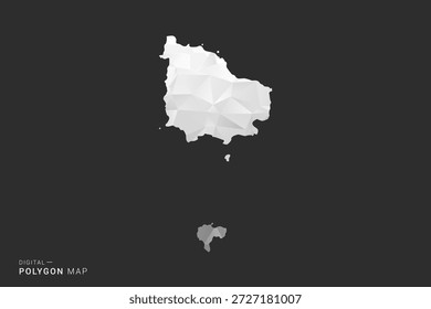 Norfolk Island Map - Polygon style vector illustration in black, gray and white low poly geometric design, minimal silhouette, isolated for infographic.