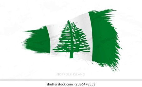 Norfolk Island National Flag with Textured Brush Strokes. Artistic Brush Stroke Design.