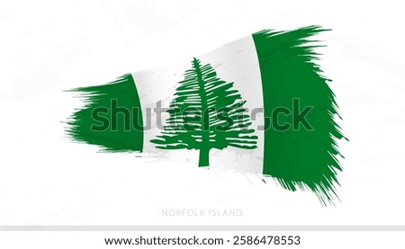 Norfolk Island National Flag with Textured Brush Strokes. Artistic Brush Stroke Design.