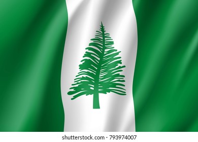 Norfolk Island realistic flag. Patriotic symbol in official country colors. Illustration of Oceania state flag. Vector icon