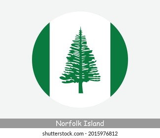 Norfolk Island Round Circle Flag. Außengebiet Australiens. Australian External Territory. Banner-Symbol für Circular Button. EPS-Vektorgrafik