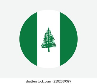 Norfolk Island Round Flag. Australian Territory of Norfolk Island Circle Flag. Banner für Circular Shape Button. EPS-Vektorgrafik.