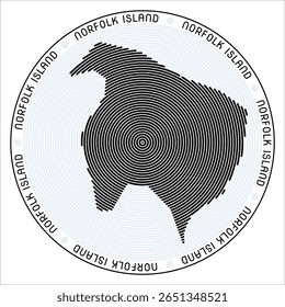 Norfolk Island round logo design. Country shape build of rings. Norfolk Island text around the country. Vector Illustration.