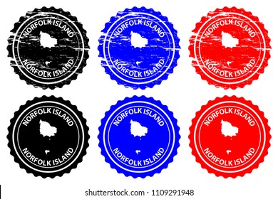 Norfolk Island - rubber stamp - vector, Territory of Norfolk Island map pattern - sticker - black, blue and red