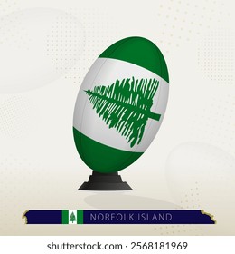 Norfolk Island Rugby Ball on Rugby Kicking Tees with Modern Design. Illustration perfect for sports, national pride, and rugby-related projects.