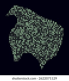 Ilha Norfolk, forma da construção do país de células coloridas. Mapa de estilo digital da Ilha Norfolk sobre fundo escuro. Blocos quadrados de tamanho pequeno. Ilustração de vetor criativo.