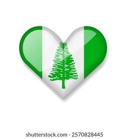 Norfolk Island - Shiny Flag in the Form of Heart. Vector Illustration.