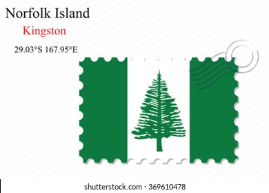 norfolk island stamp design over stripy background, abstract vector art illustration, image contains transparency