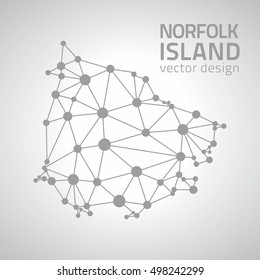 Norfolk Island vector grey outline triangle dot map