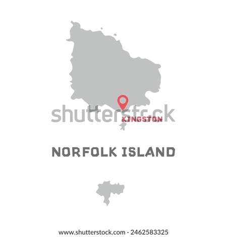 Norfolk island vector map illustration, country map silhouette with mark the capital city of Norfolk island inside. vector illustration. Every country in the world is here