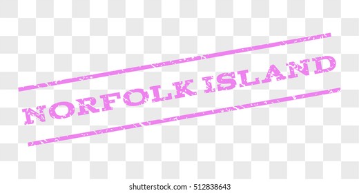 Norfolk Island watermark stamp. Text caption between parallel lines with grunge design style. Rubber seal stamp with dust texture. Vector violet color ink imprint on a chess transparent background.