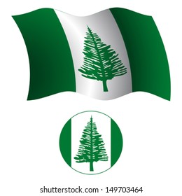 norfolk island wavy flag and icon against white background, vector art illustration, image contains transparency