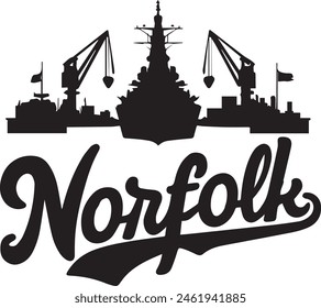 Norfolk Ship Silhouette Vector Illustration