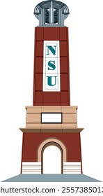 Norfolk State university tower illustration art. american architecture Norfolk state college and university antique and ancient tower abstract art vector design eps file ready for print on caps