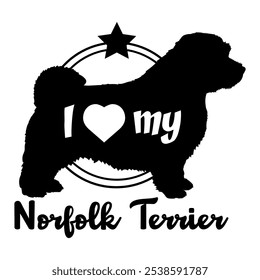 Norfolk Terrier dog silhouette, i love my dog,  dog, dog breeds, logo, vector, silhouette, animal, illustration, icon, sign, black, pet,