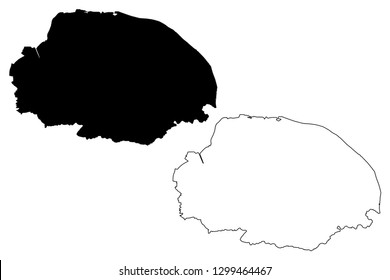 Norfolk (United Kingdom, England, Non-metropolitan county, shire county) map vector illustration, scribble sketch Norfolk map