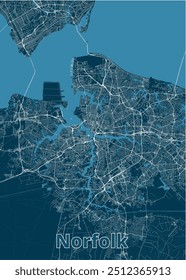 Mapa do pôster de Norfolk, Virgínia, EUA