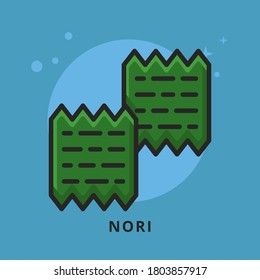 Nori Food Symbol Logo Illustration. Seaweed Meal Icon Vector for Sticker and Mascot Conceptual