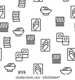 Nori Seaweed Asia Food Vector Seamless Pattern Thin Line Illustration
