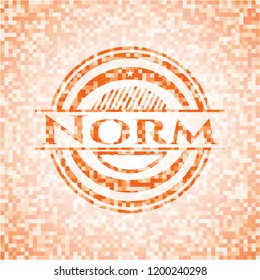 Norm abstract orange mosaic emblem with background