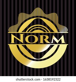 Norm gold shiny badge. Vector Illustration. Detailed.