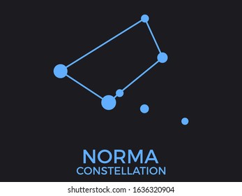 Norma constellation. Stars in the night sky. Cluster of stars and galaxies. Constellation of blue on a black background. Vector illustration