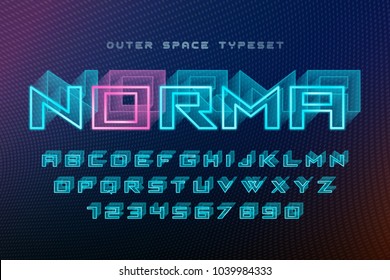 Norma futuristic vector decorative font design, alphabet. Easy Swatch Color control
