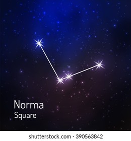 Norma (Square) constellation in the night starry sky. Vector illustration