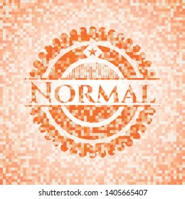Normal abstract emblem, orange mosaic background
