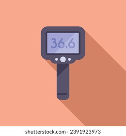 Icono normal de exploración de temperatura corporal vector plano. Comprobar dispositivo de pistola. Escaneo de corona