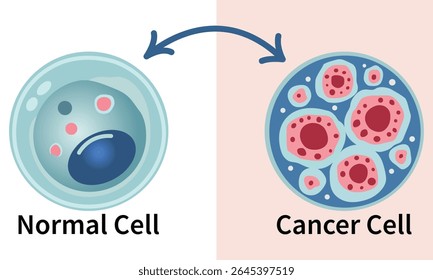 Imagem vetorial de células normais vs células cancerosas e ilustração Design