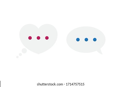 Normal conversation confused with the romantic one. Love chat. Romance chat. Vector illustration. 