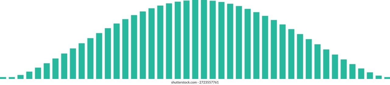 Curva de distribución normal representada por barras verdes Vector