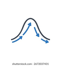 Ícone do gráfico de distribuição normal isolado no plano de fundo branco 
