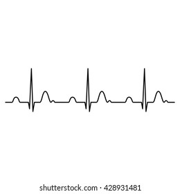 Normal ECG (Electrocardiogram) , Heart Rhythm Ekg , Black Isolated Vector Illustration