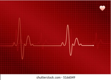 Normal ECG (electronic cardiogram) red