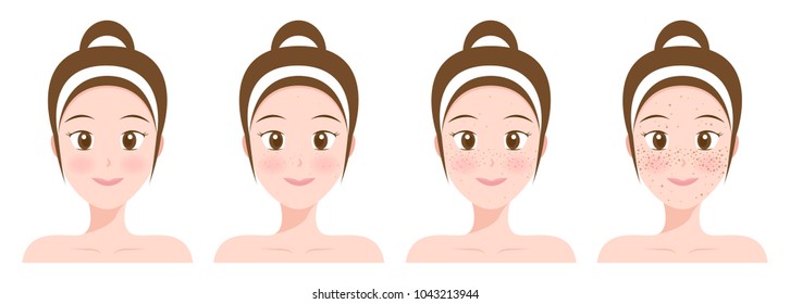 normal face and freckle face vector