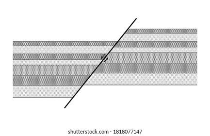 Normal fault. Geologic structure in sedimentary rock symbol layers.