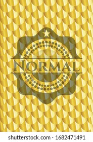 Normal golden badge or emblem. Scales pattern. Vector Illustration. Detailed.
