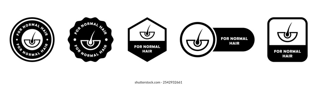 Para cabelo normal - ícones vetoriais para embalagens de shampoo.