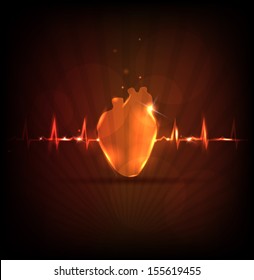 Normal heart beat rhythm, cardiogram  and heart wallpaper. Medical background, bright design.