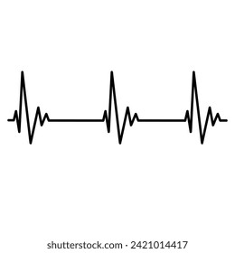 Normal heart rate linear illustration on white background