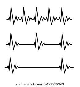 Normal heart rate linear illustration on white background