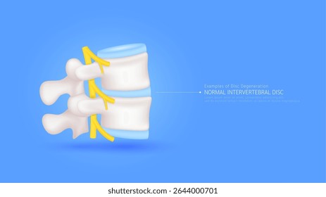 Disco intervertebral normal. Espinal com medula nervosa amarela. Órgão ósseo vertebral. Conceito de diagnóstico médico. Vetor EPS10.