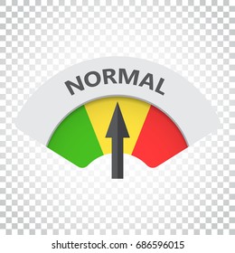 Normal level risk gauge vector icon. Normal fuel illustration on isolated background. Simple business concept pictogram.