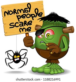 "Normal People Scare Me" Humorous Frankenstein Comic Cartoon Character  