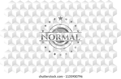 Normal realistic grey emblem with geometric cube white background