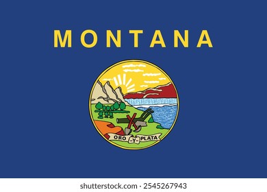 Normalgeformte druckbare Vektorflagge des Bundesstaates MONTANA der Vereinigten Staaten von Amerika